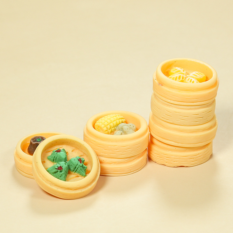 Miniature food toy simulation steamer, DIY cream glue, small keychain, fridge magnet, resin accessories wholesale details Picture
