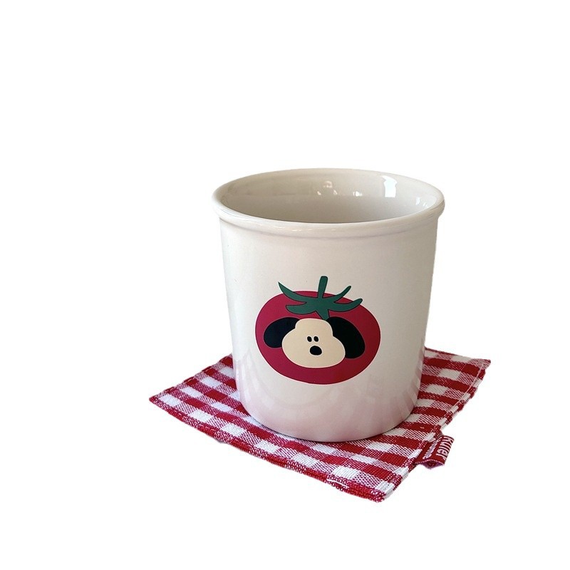 New Year's homemade InS-style red tomato puppy ceramic cup, coffee cup, cold brew cup, breakfast cup, milk mug Item Picture