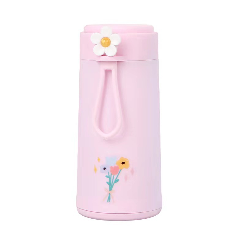 Floral fragrance plastic glass cup, double-layer heat-insulating water cup, anti-scald, cute and creative gift cup, portable hand-held student drinking cup Item Picture