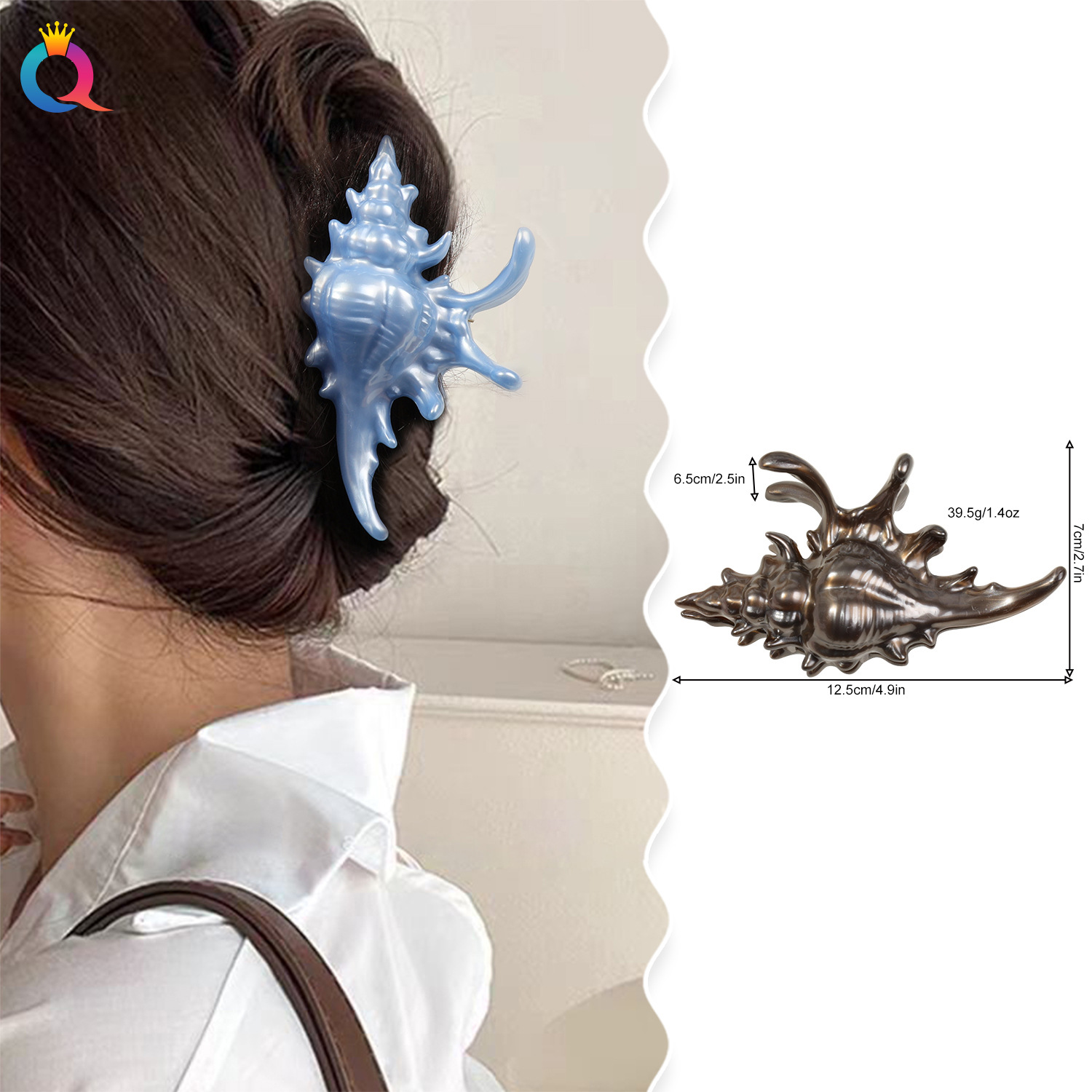 Qiyue's new Venus Sea Conch grappling clip, Shark clip, ocean hair accessory, high-end and niche design style details Picture