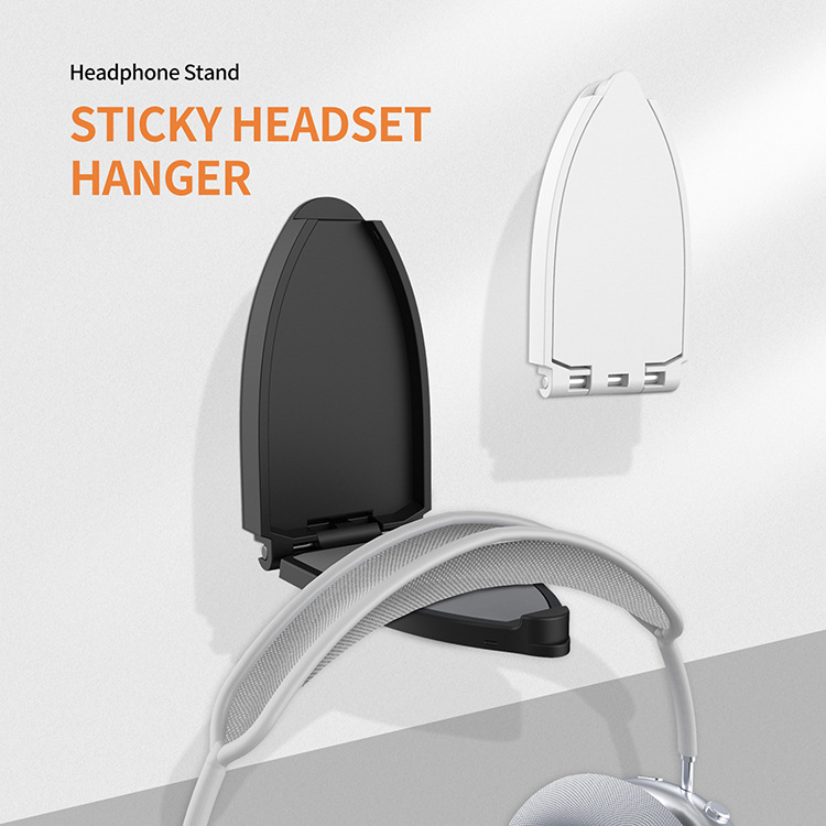 Cross-border adhesive folding headphone stand, double-sided adhesive headphone storage, desktop computer desk storage headphone stand details Picture
