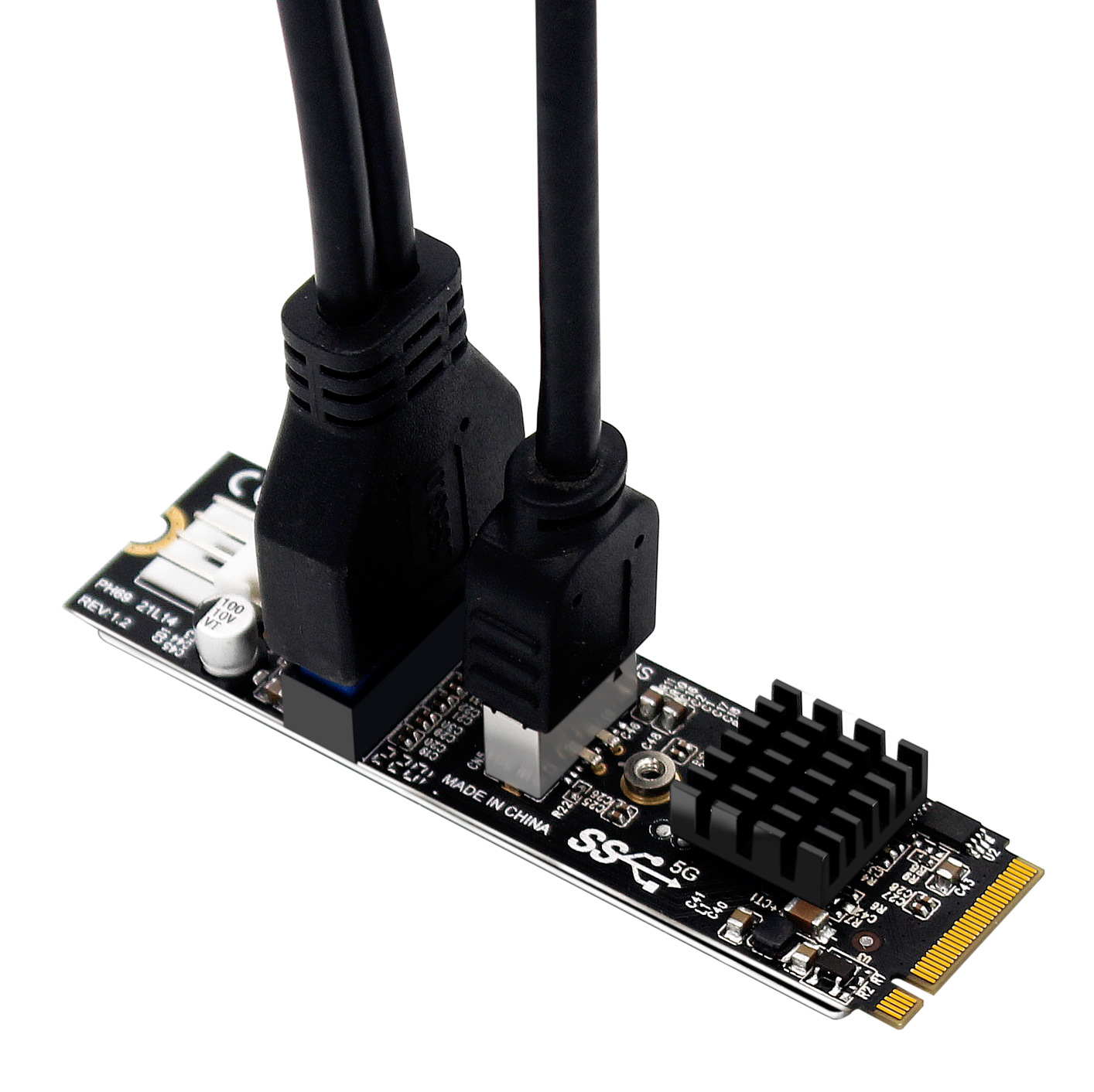 PH69 M.2 MKEY PCIe to Front USB3.1 5Gb TYPE-C+ 19/20-pin expansion card Specification drawing