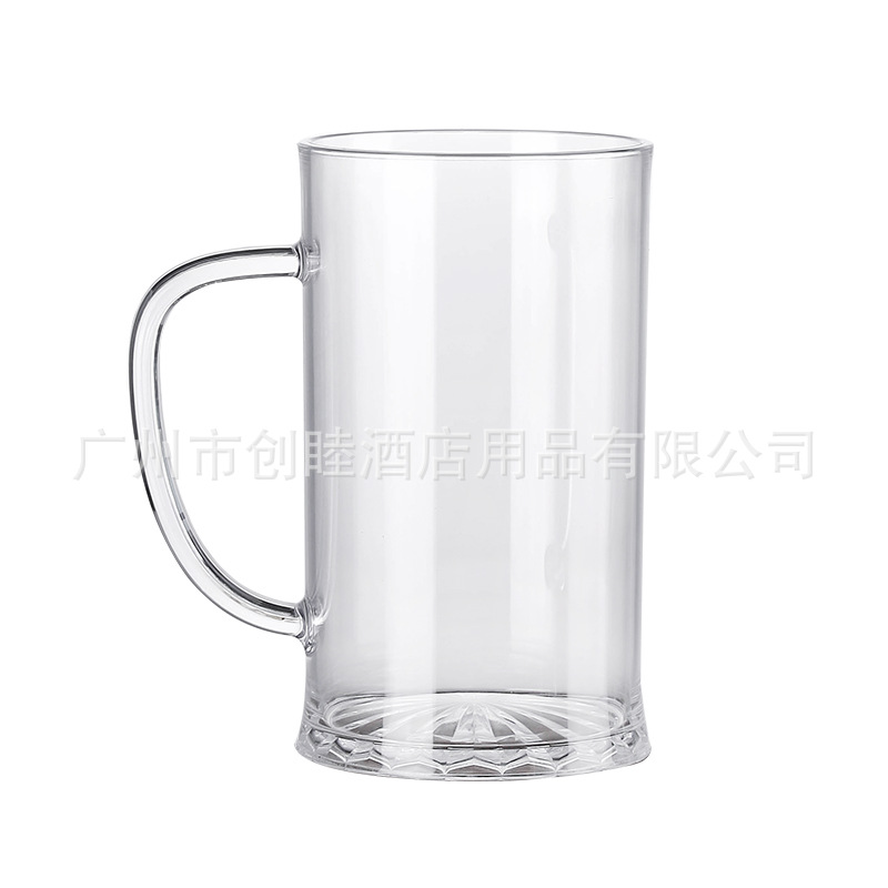 Acrylic PC plastic beer cups, transparent beer mugs with handles, large-capacity draft beer cups, wide-mouthed pint cups Item Picture