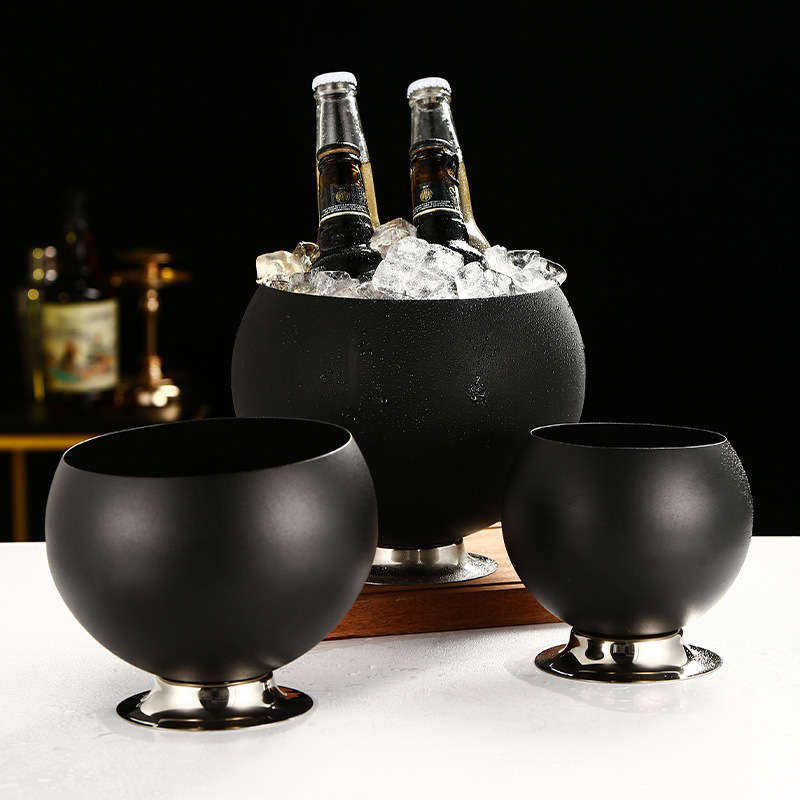 Internet-famous stainless steel ice bucket, bar and KTV countertop ice bucket, champagne, beer, red wine, hotel supplies, snack bucket, commercial Specification drawing