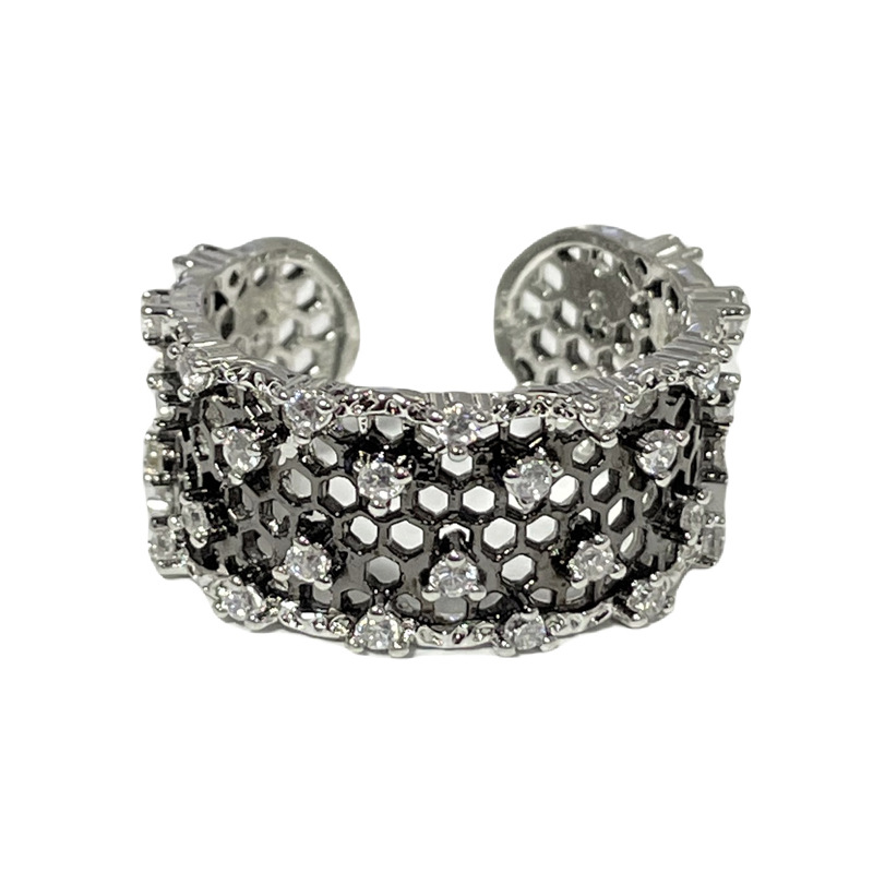 Dark style irregular lace edge, luxurious and high-end open ring, trendy and niche punk personality ring for women Item Picture