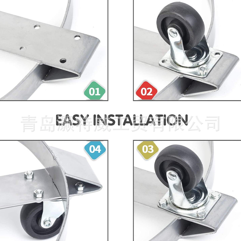 Order heavy-duty material handling tools: circular oil drum handling cart, roller trolley gallon dolly Specification drawing