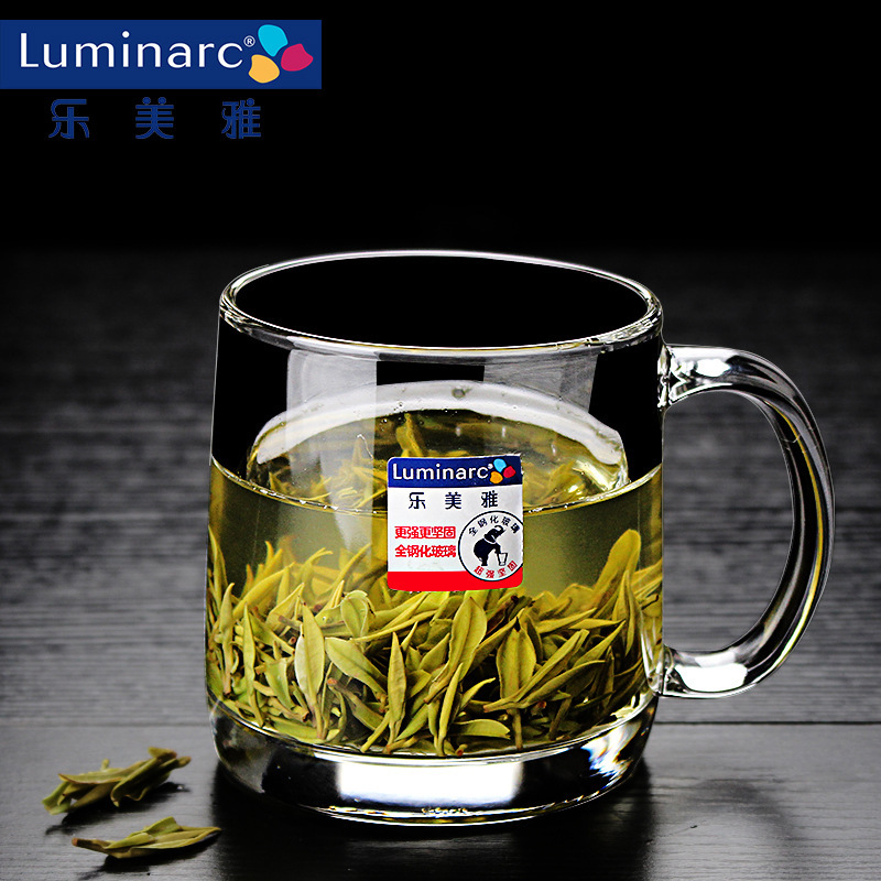 Lemeiya glass cups, household water cups, high-temperature resistant tea cups, tempered microwave milk cups with handles, breakfast drinking cups Specification drawing