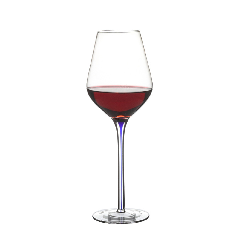 Creative high-footed red wine glass, home light luxury high-end Bordeaux crystal glass, hotel commercial blue stem wine glass Item Picture