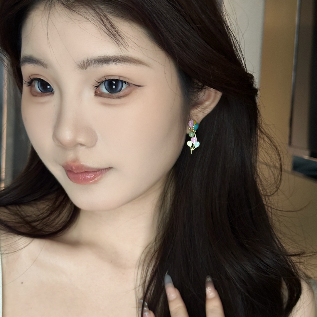 Spring and summer new dopamine versatile colored glaze balloon stud earrings, a sweet and unique design with a high-end feel for women details Picture