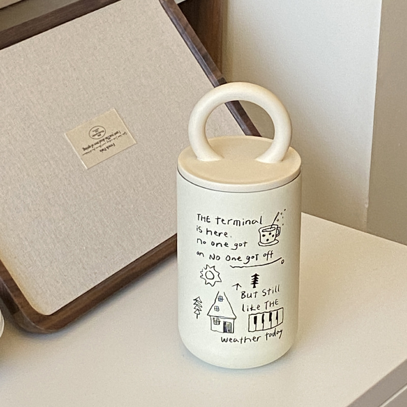 Self-made retro ins English letter portable insulated cup, large-capacity simple stainless steel 304 cold preservation cup details Picture