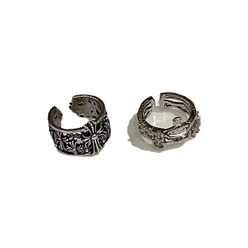A niche design with a cold and unique style, retro and aged cross opening ring, and a trendy and cool planet stacking ring on Instagram Item Picture
