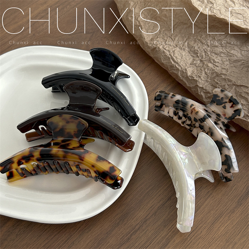 Acetic acid hair clips for women, large, high-end style, popular hairpin headwear, high-end French shark hair clips at the back of the head full figure
