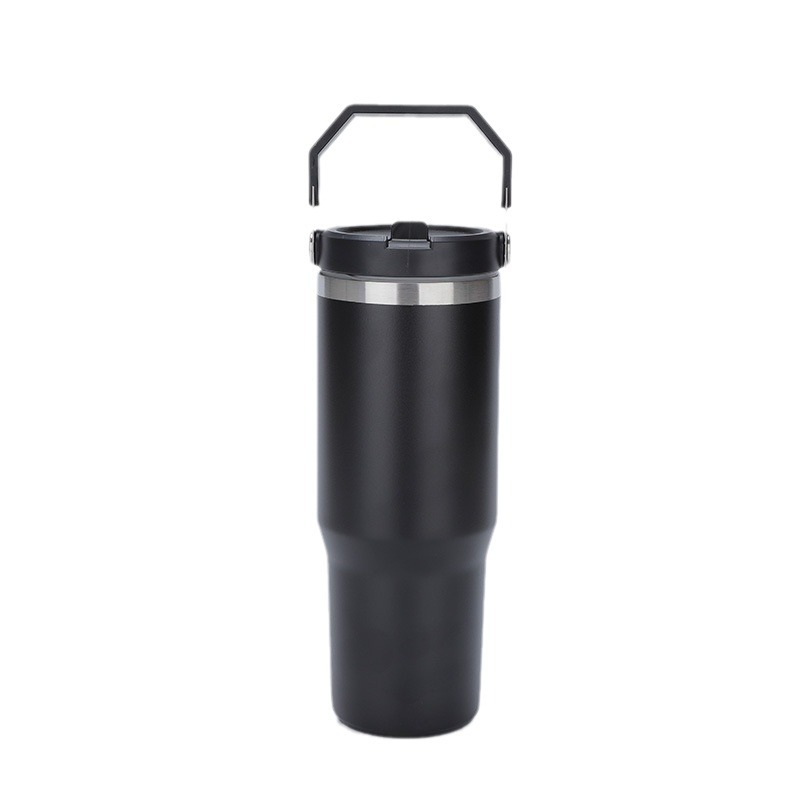 Cross-border 304 stainless steel insulated cup, 30oz handle car cup, straw cup, portable car insulated ice cube cup Item Picture