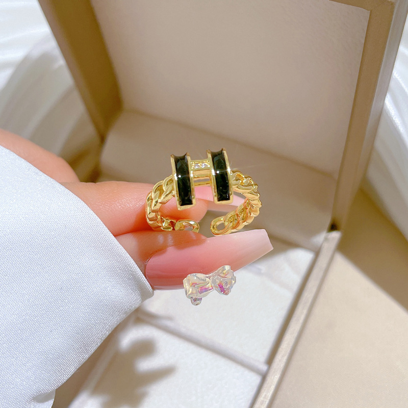 【 Real Gold 】 Light luxury full diamond three-layer ring with adjustable opening, simple jewelry, Japanese-style ring couple rings Specification drawing