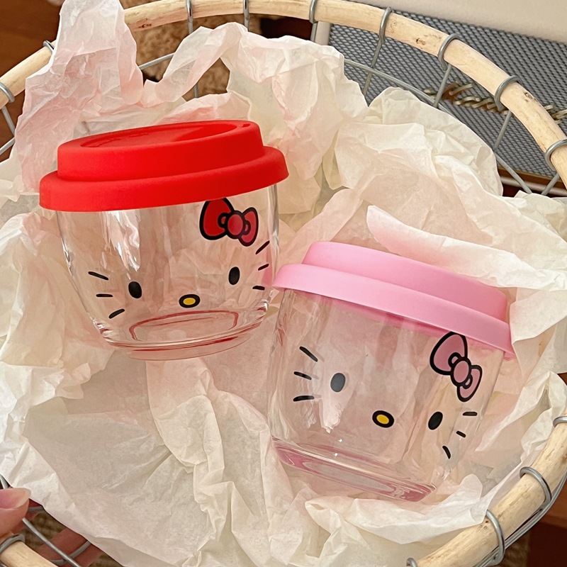 Korean ins cartoon cups, home coffee cups, milk cups, water cups, cold brew cups, high appearance level girl glass cups full figure