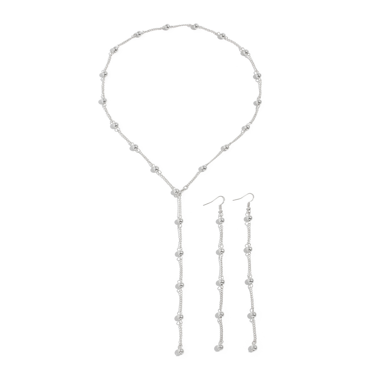 European and American cross-border jewelry fashion Y-shaped round bead necklace simple metal elegant suzhou fine chain necklace for women Item Picture
