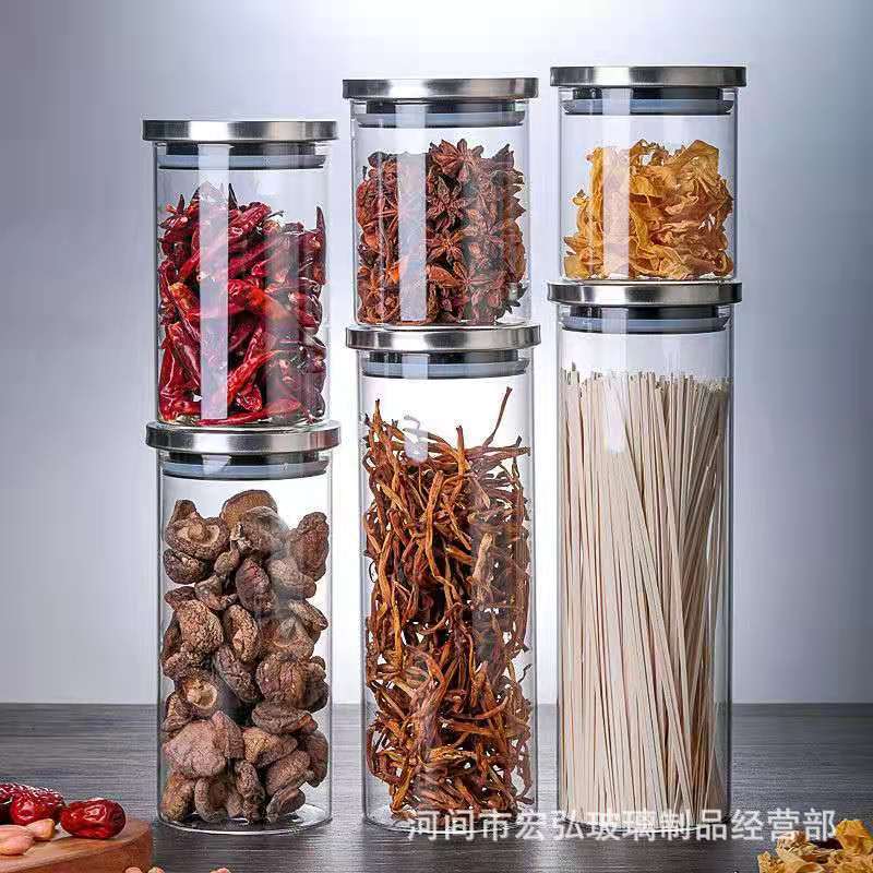 Glass sealed jars, storage jars, large-capacity kitchen storage jars, heat-resistant tea jars, special zero-sugar nut bottles details Picture