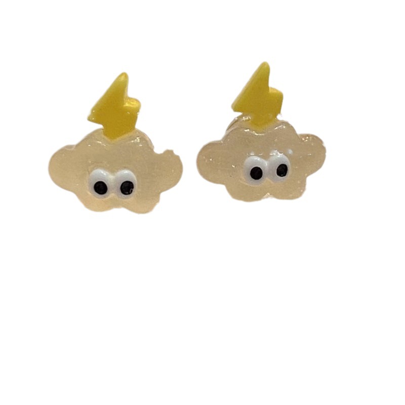 s925 Dopamine candy-colored jelly Stud Earrings, cute and translucent sequined star Cloud Big Eye earrings and earrings Item Picture