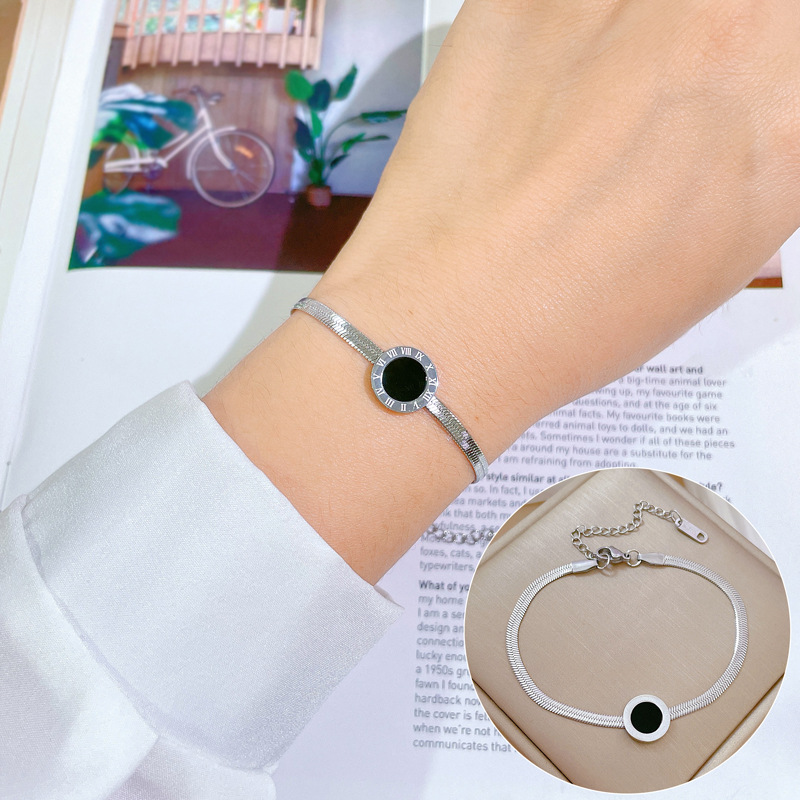 【 All-titanium Steel 】 Dongdaemun's unique Roman watch bracelet with round beads and gold bracelet inside the furnace, a female Internet celebrity's retro best friend Specification drawing