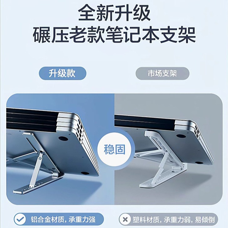 Notebook stand aluminum alloy multi-functional folding vertical support frame desktop lifting heat dissipation computer N3 stand details Picture