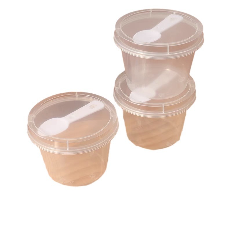 Pudding cups, disposable double-layer milk cups, high-temperature resistant jelly, yogurt mousse desserts, packed with plastic LIDS Item Picture