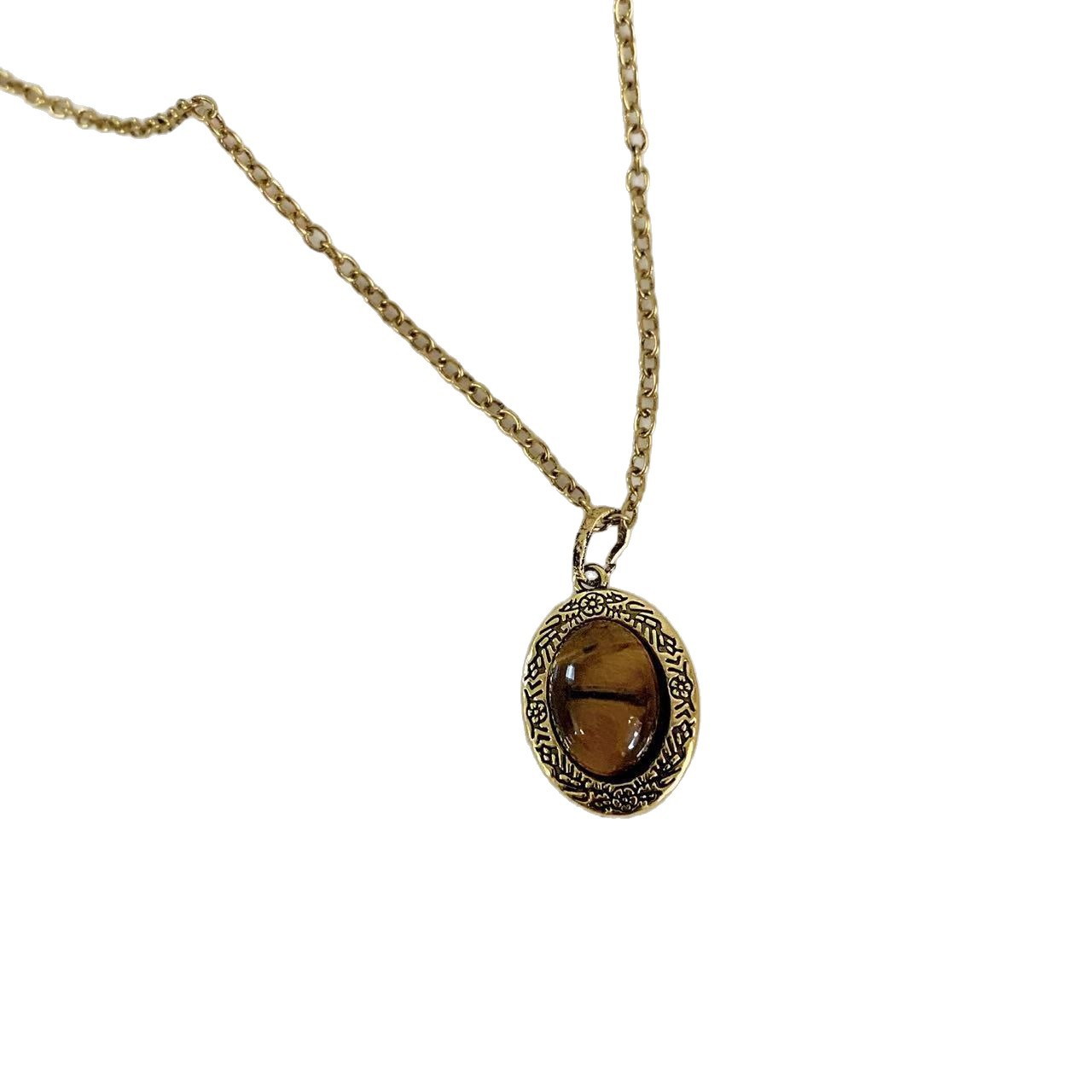 A niche design temperature-sensitive color-changing stone necklace for women, a new 2025 tiger's eye stone collarbone chain necklace Item Picture