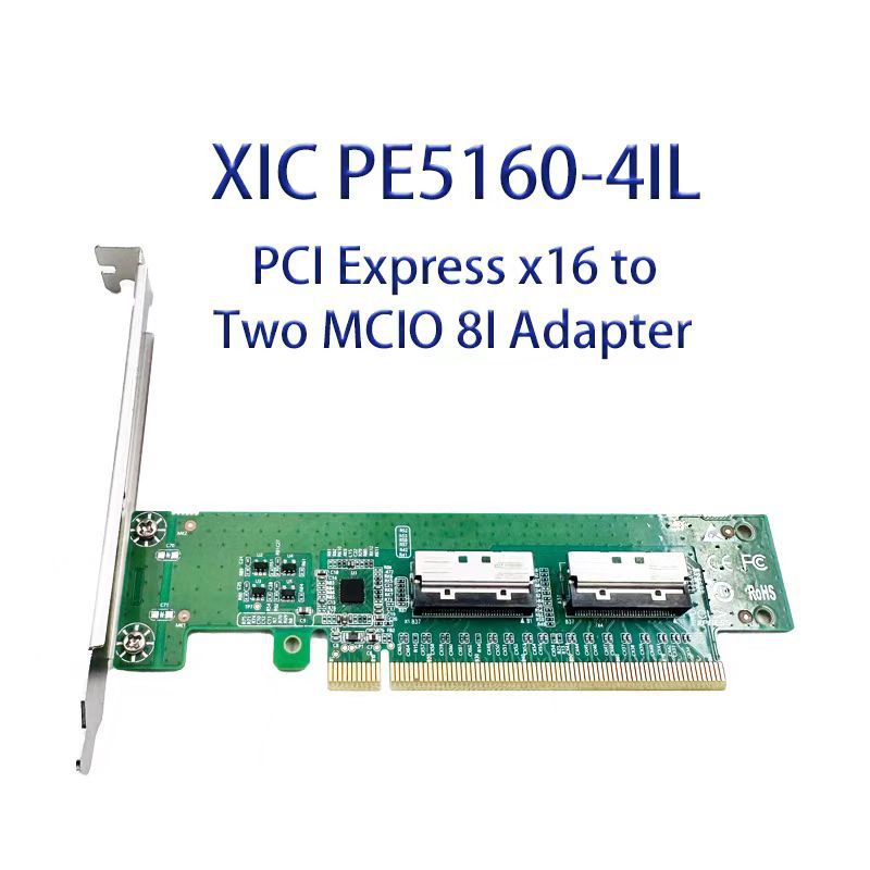 The PE5160-4IL pcie 5.0x16 to MCIO 8I adapter board requires the motherboard to support disassembly full figure