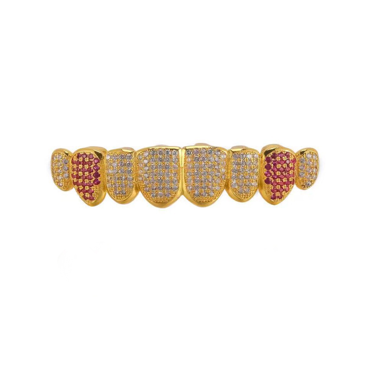 European and American hip-hop braces, hiphop zircon eight-piece braces decoration, irregular eight-piece zircon vampire decoration Specification drawing