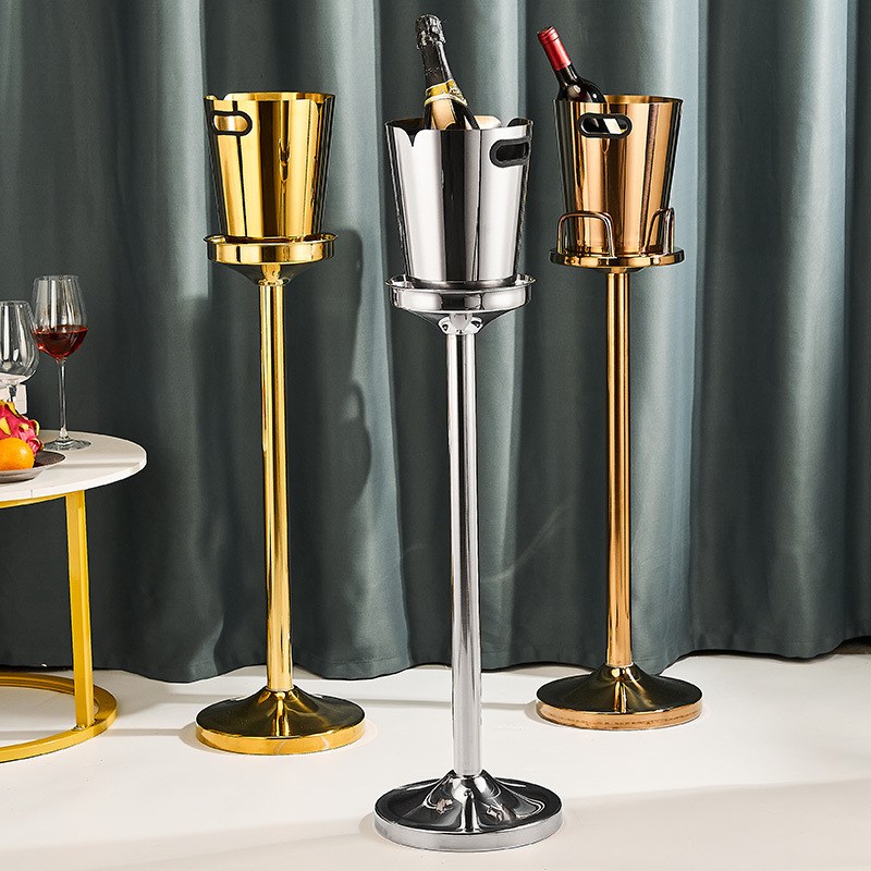 New floor-standing champagne barrel ice barrel set for bars and clubs, thickened ice barrel stand, soft decoration design, chilled wine for dining Specification drawing