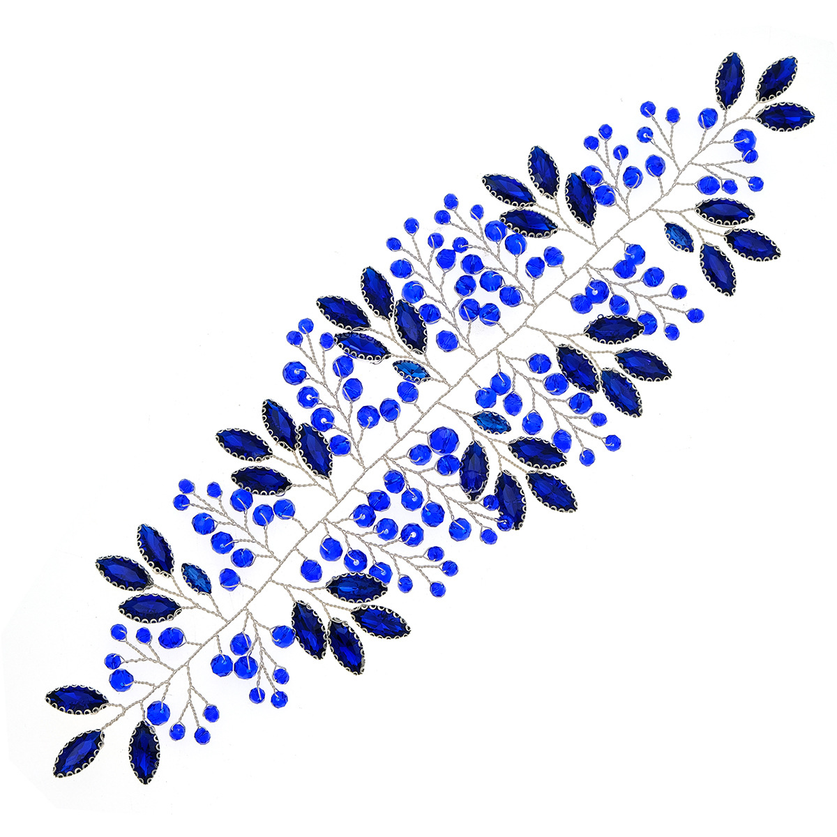 Cross-border exaggerated bride hair accessory, handcrafted crystal children's stage performance hair band, light luxury blue water diamond pressure hair band Item Picture
