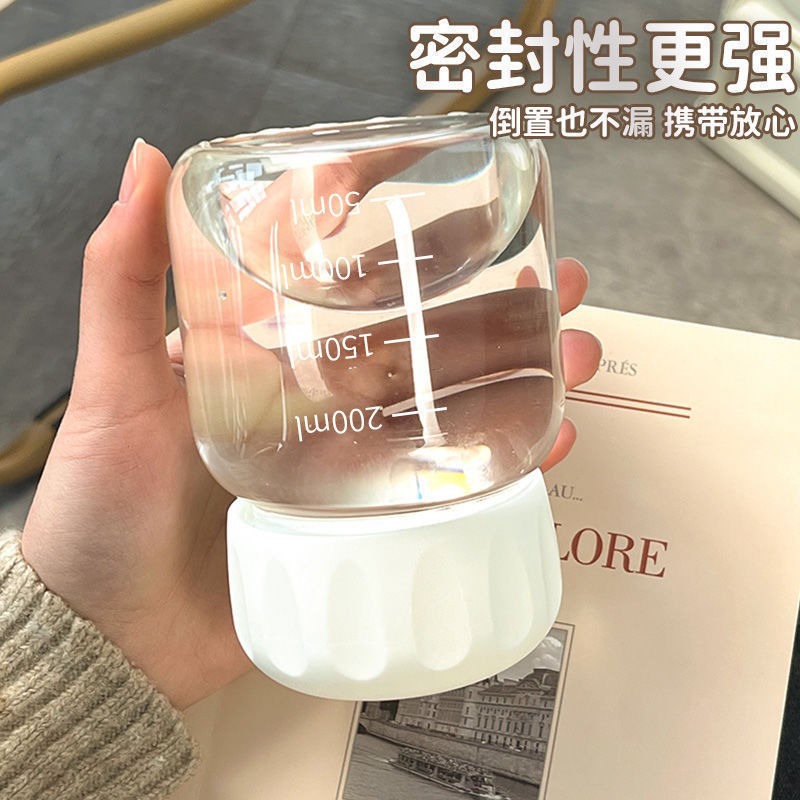 Cute glass chubby cups, high-temperature resistant portable children's milk, soy milk, juice and beverage cups, small gifts for the opening event Specification drawing