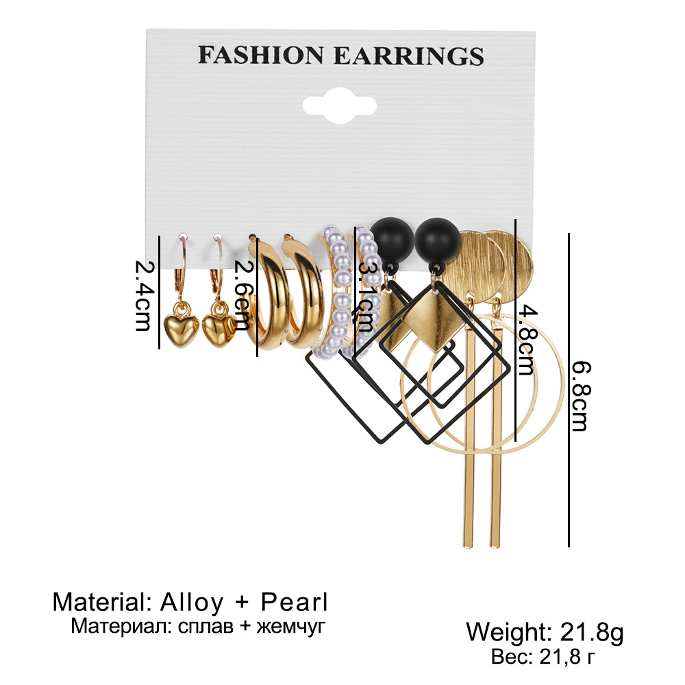 Cross-border supply of new triangular circular stud earrings from Europe and America, creative retro and fashionable alloy earrings details Picture