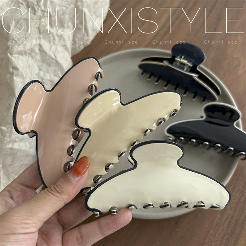 Medium and large-sized acetate acrylic hair clips, Japanese and Korean fashionable and elegant hair clips, versatile solid color clips, headwear and hair accessories Specification drawing