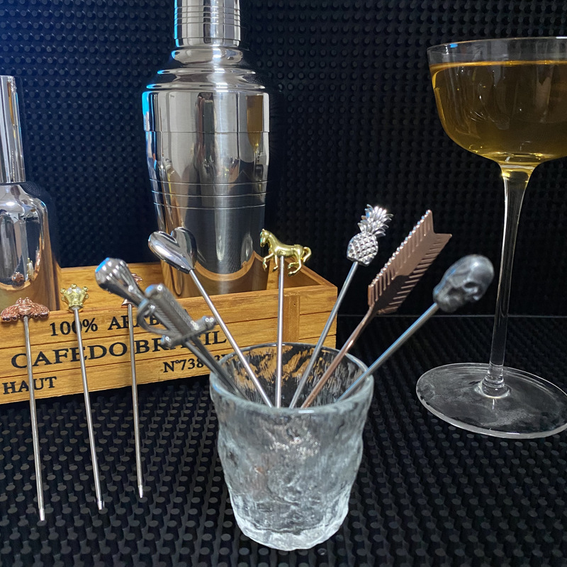 304 stainless steel cocktail needle, creative metal Martini olive wine label, bar fruit decoration needle details Picture
