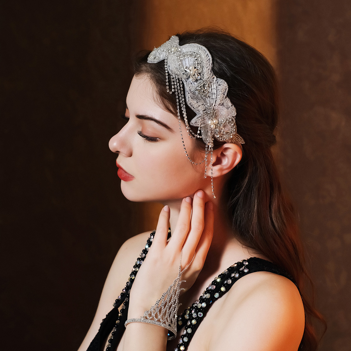 Ancient-style bride's hair accessory, ins stylish Su headband, versatile and beautiful pearl headwear, handcrafted rice bead beaded headband for girls full figure