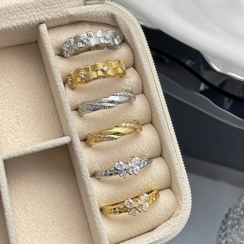 New Chinese-style retro wheat ear woven brushed open ring, women's court style butterfly high-end, niche couple ring Specification drawing