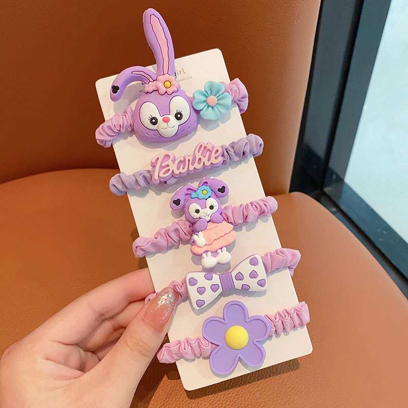 New cartoon and cute strawberry bear children's ponytail hair tie, high-end girls' hair accessory and hair tie Application Scenario