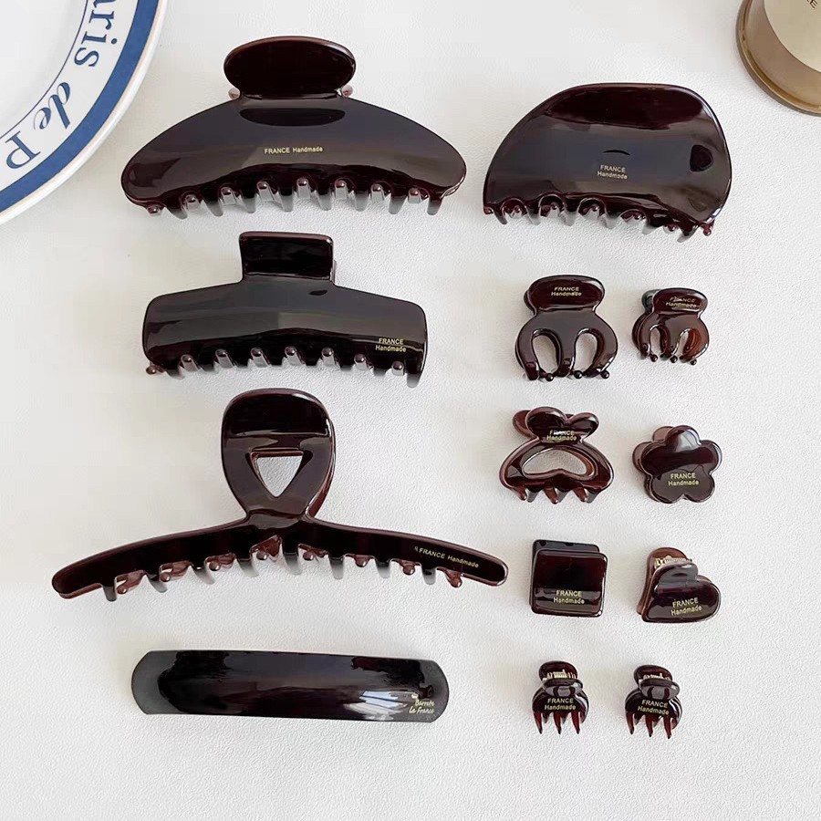 Korean chocolate-colored acetate hair clips for women, high-end and exquisite summer acetate hair clips, back of the head updo shark clip full figure