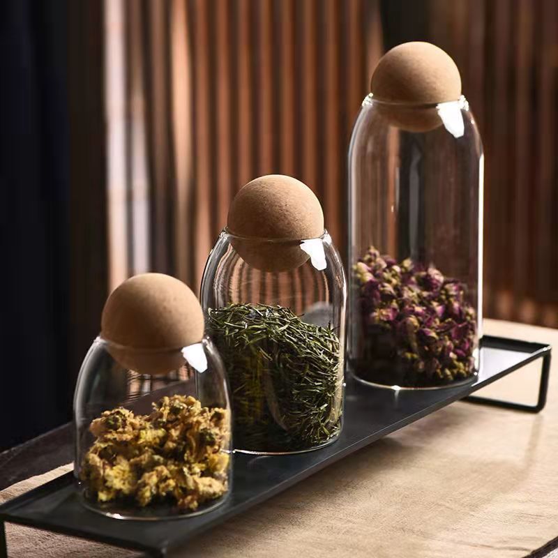 Best-selling round cork stopper storage jars for flowers, fruits, tea, coffee beans, glass jars, tea sealed jars, display bottles, household jars details Picture