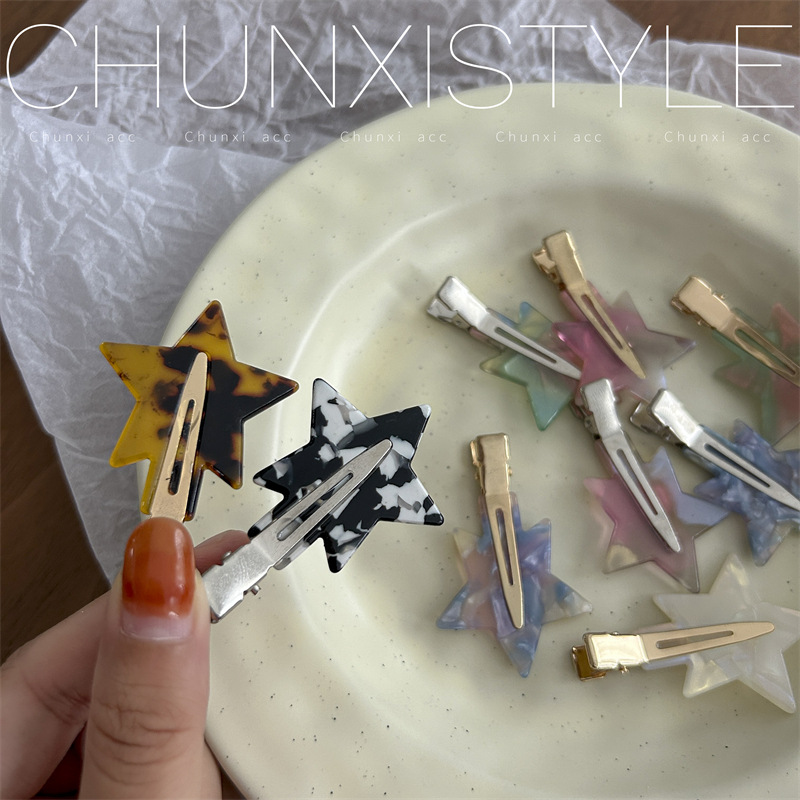 Dongdaemun, South Korea, ins seamless acetate bangs clip, simple and retro gradient hair clip, makeup and face wash Internet celebrity side clip Specification drawing