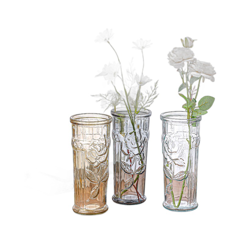 A light luxury Nordic minimalist glass vase with transparent water-grown flowers, lucky bamboo and lilies. A vase decoration for the living room and dining table Item Picture