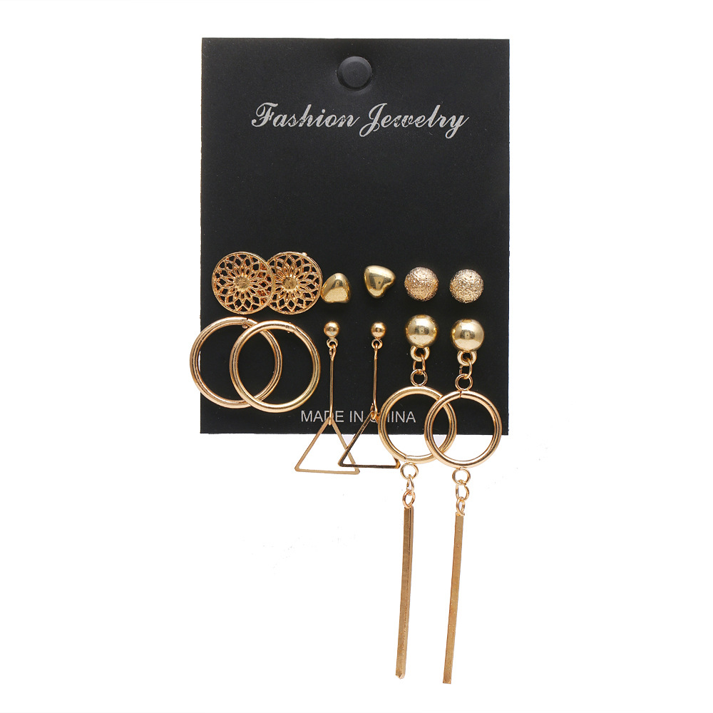 Cross-border artistic retro irregular tassel earrings set, European and American retro style heart-shaped tassel card earrings wholesale Specification drawing