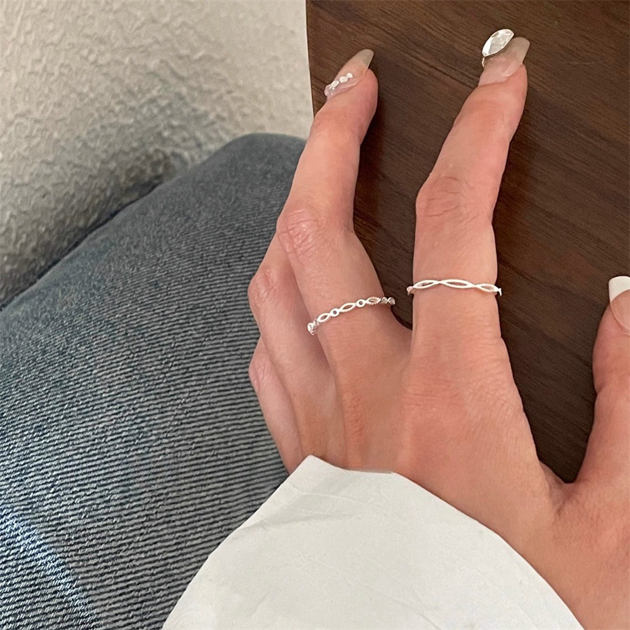 925 sterling silver simple heart-shaped line open ring for women, simple, niche and high-end style, versatile and layered index finger ring trend Specification drawing