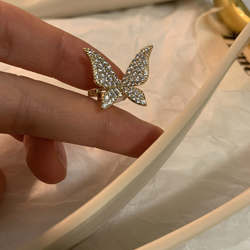 Butterfly ear clips for women, no ear piercings, cold and cool style, sparkling diamond ear bone clips, summer French, 2025 new earrings details Picture