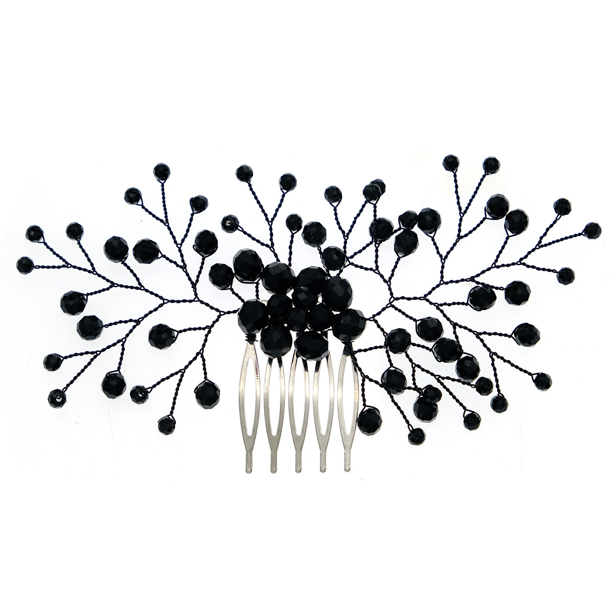 Cross-border new bride wedding hair accessories, handcrafted crystal hair comb, festival party accessories, Halloween black insert comb for women Item Picture