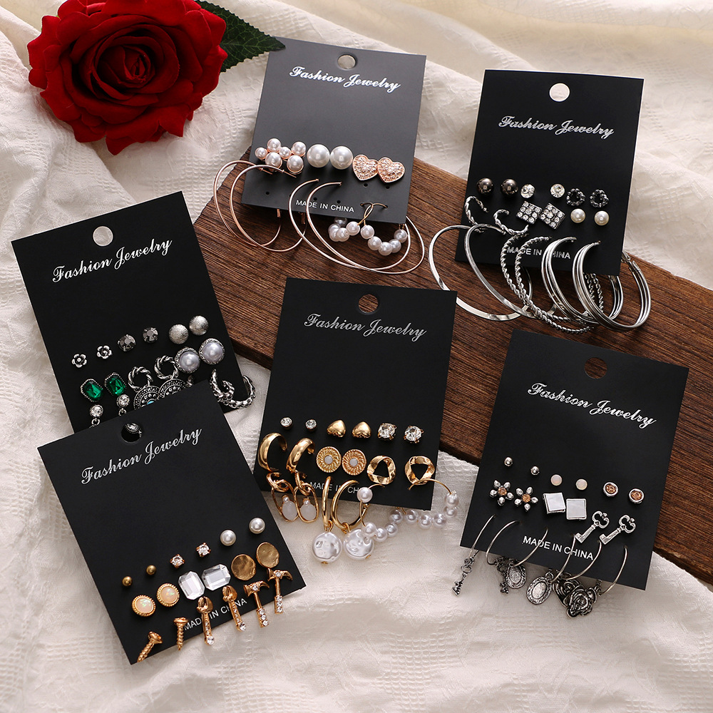 Cross-border artistic retro irregular tassel earrings set, European and American retro style heart-shaped tassel card earrings wholesale full figure
