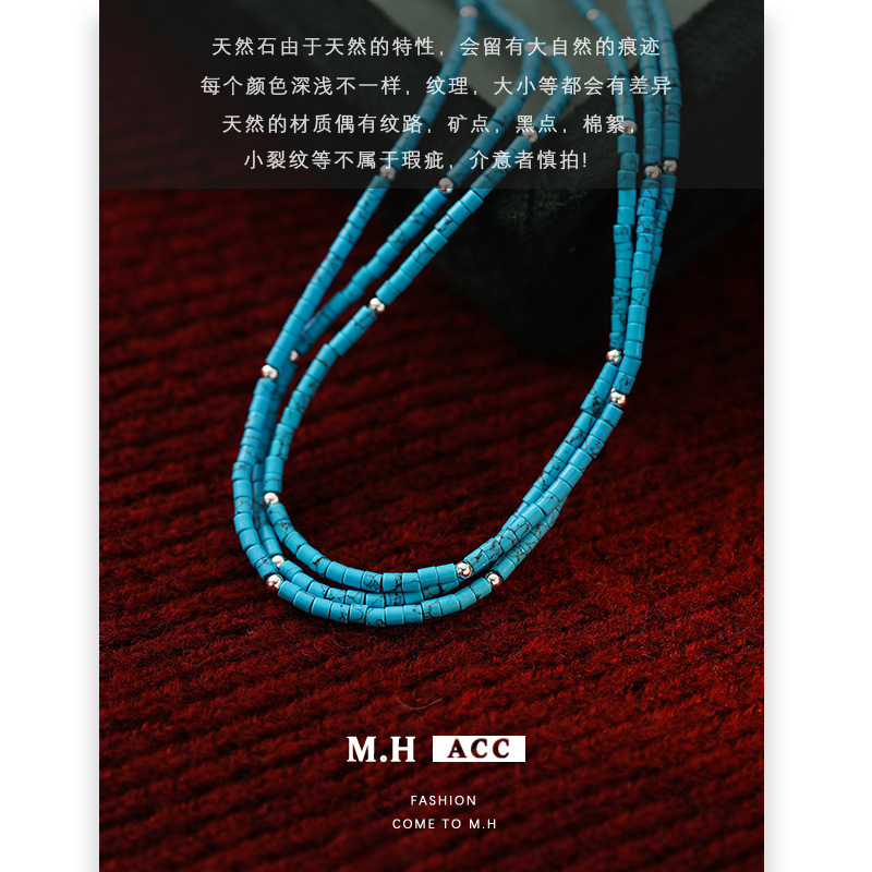 A new Instagram niche layered turquoise flower necklace for women, fresh, fashionable, retro, simple and high-end collarbone chain Application Scenario
