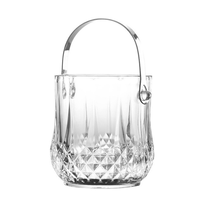 Wholesale diamond ice buckets, glass transparent ice cube buckets, plastic champagne buckets, portable small ice buckets, KTV and bar supplies Item Picture