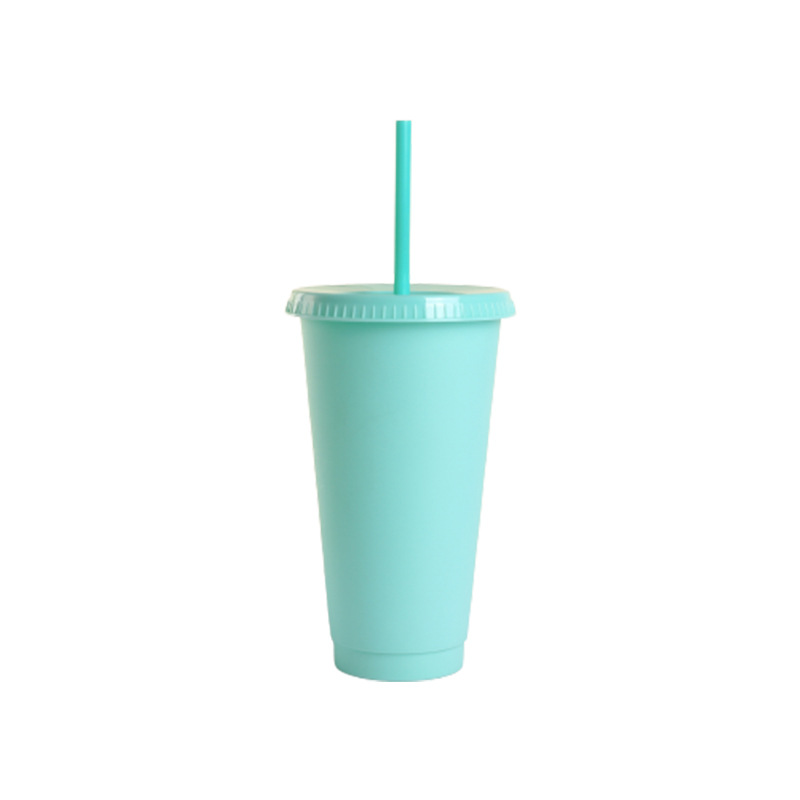 Cross-border best-selling plastic straw cups with high appearance standards, frosted casual cups for catering and tea bars, factory wholesale of drinking cups Item Picture