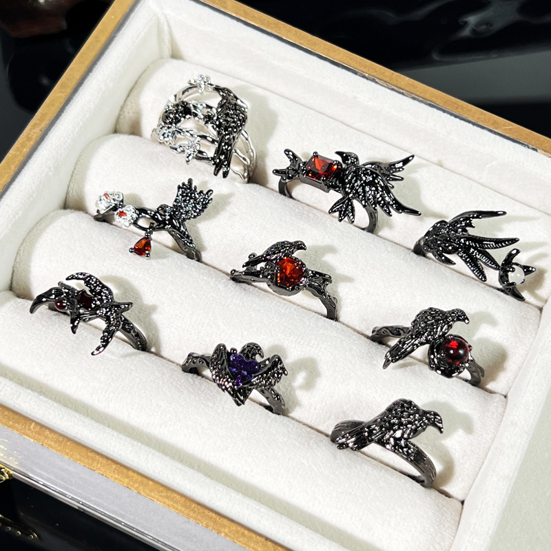 Sweet and cool dark crow punk personality thorn niche ring women's fashion cold style hot girl trendy ins ring Specification drawing